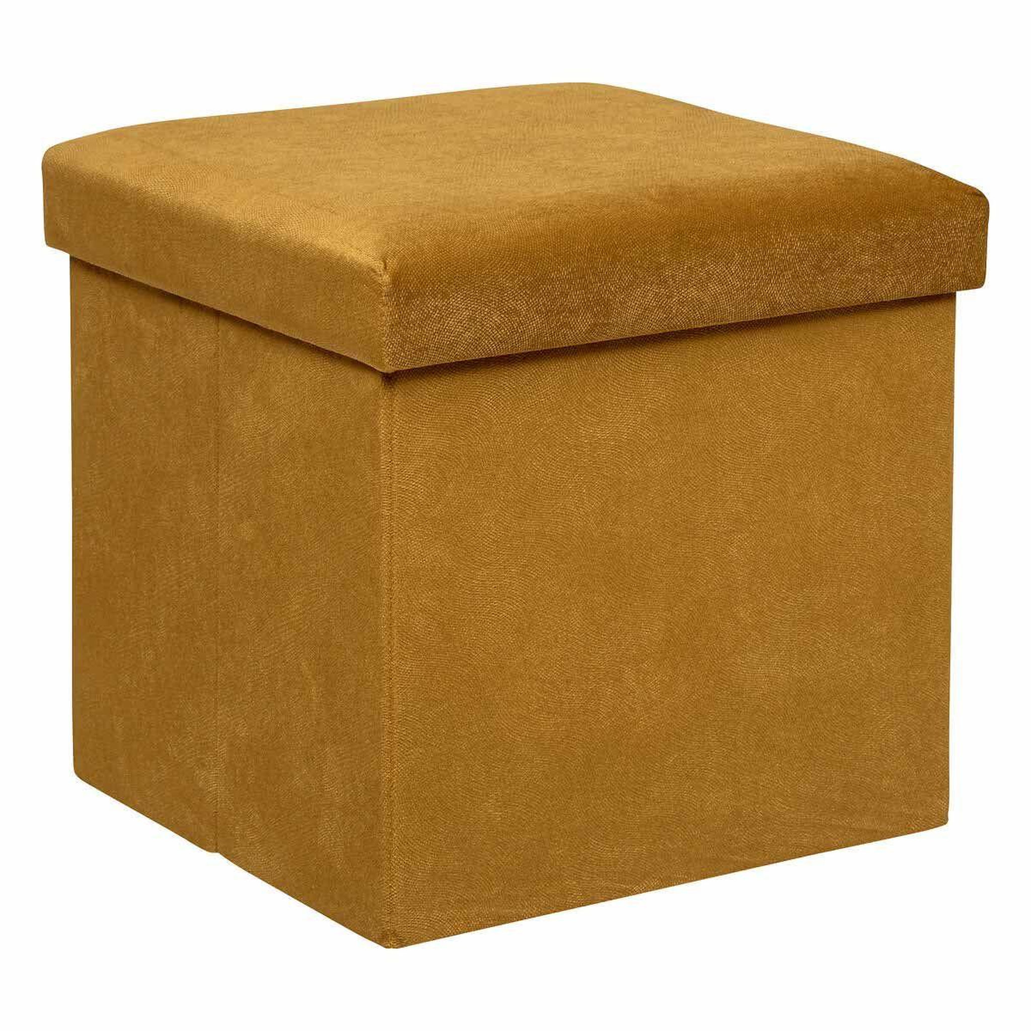 ATMOSPHERA Pouf coffre pliable en velours  lilou  38cm ocre
