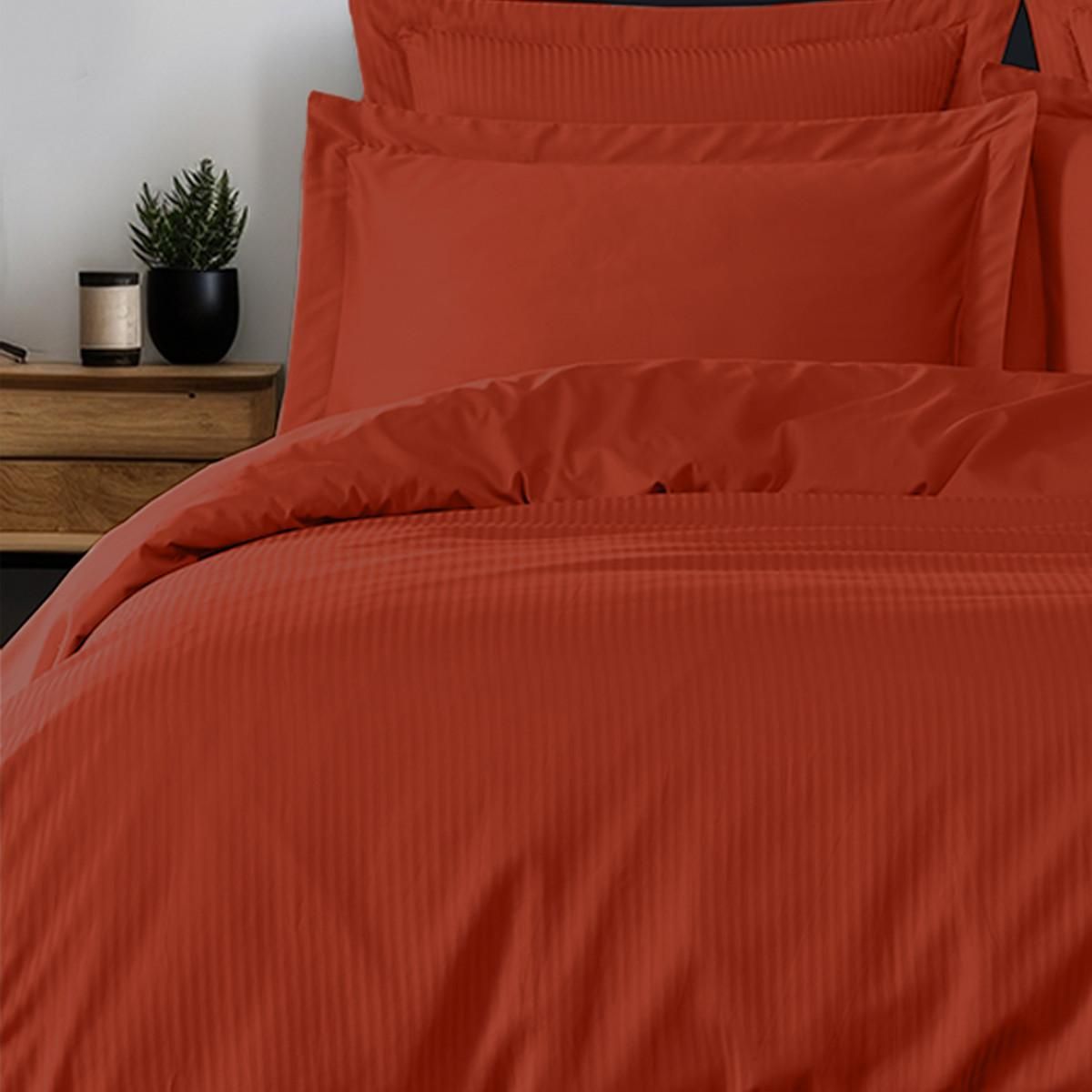 Sensei Maison Housse de couette rayée réversible satin de coton VERSALUXE