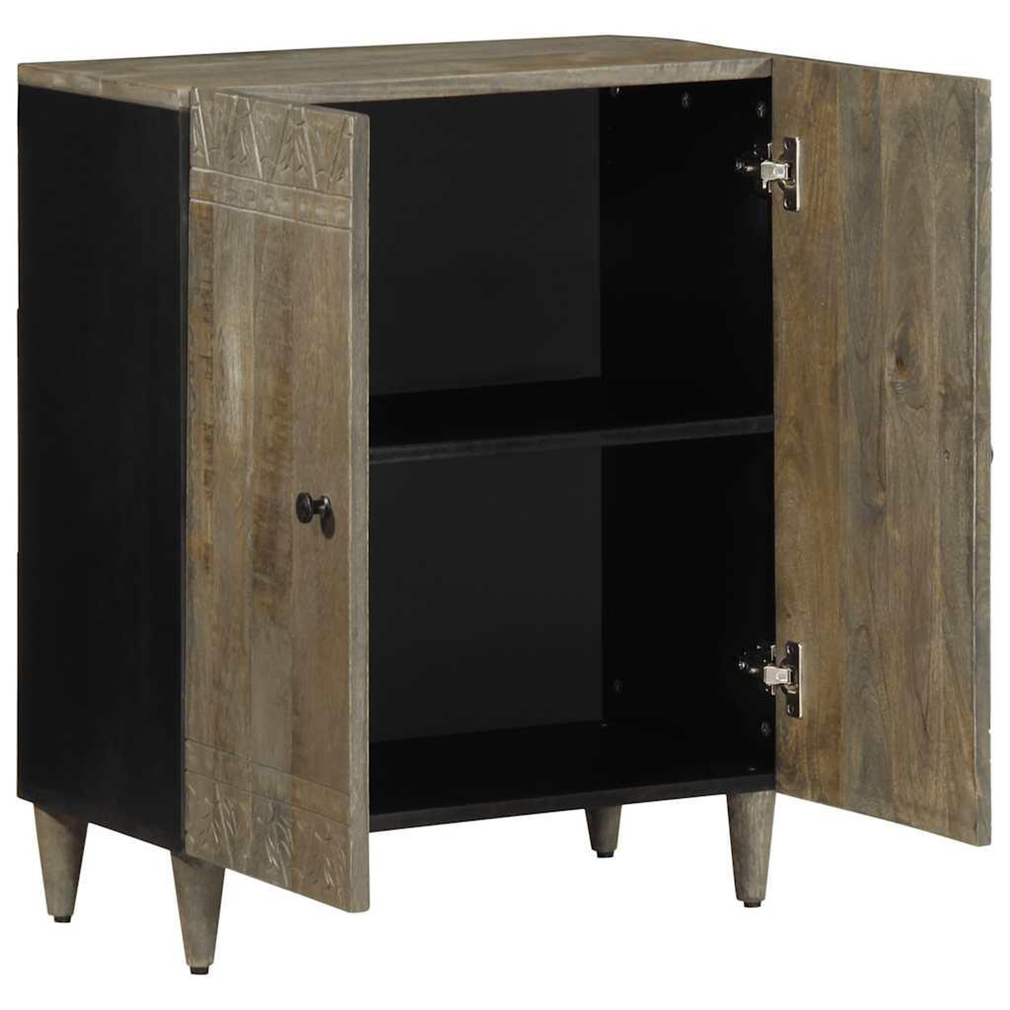 Voir la diapositive 3 : VIDAXL Buffet gris clair 60x33,5x75 cm bois de manguier massif