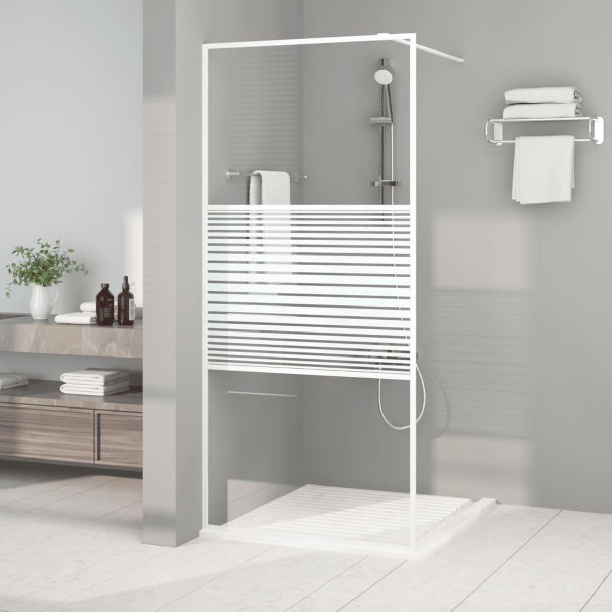 VIDAXL Paroi de douche Blanc 90x195 cm Verre ESG transparent