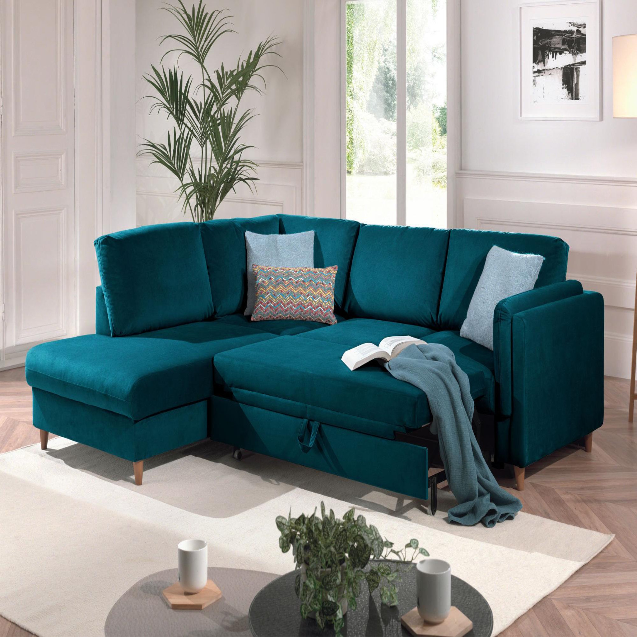 Voir la diapositive 3 : LISA DESIGN Brooke - canapé d'angle gauche - convertible - 5 places - en velours