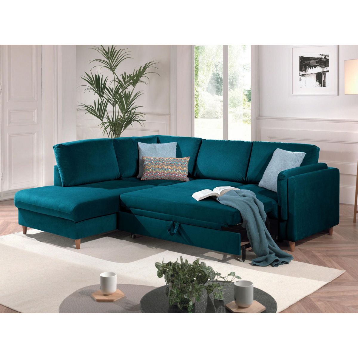 LISA DESIGN Brooke - canapé d'angle gauche - convertible - 5 places - en velours