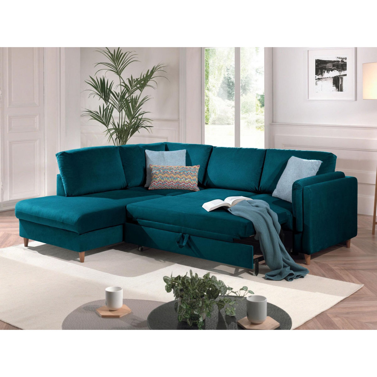 LISA DESIGN Brooke - canapé d'angle gauche - convertible - 5 places - en velours