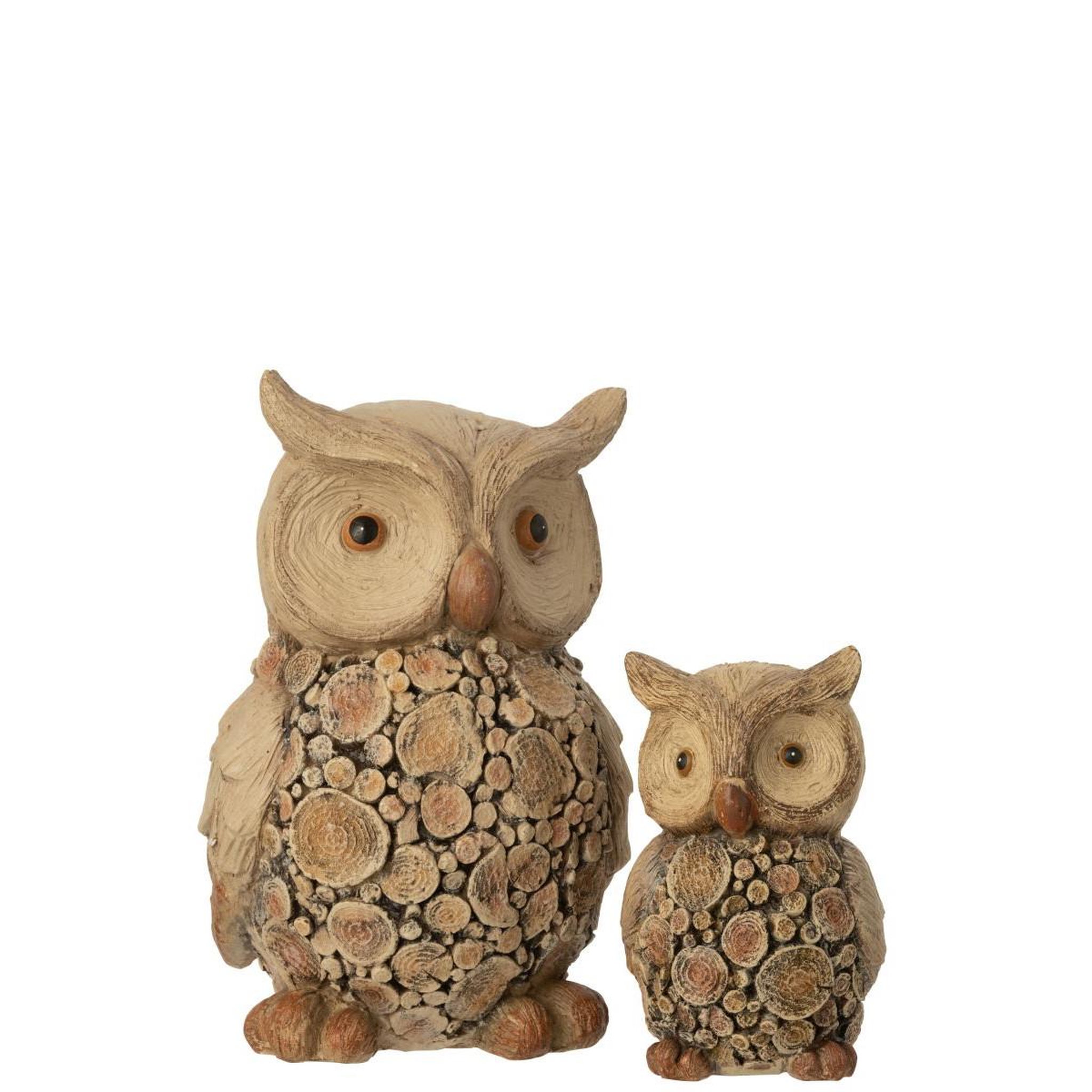 Voir la diapositive 2 : J-LINE Statuette hibou  imitation bois  29cm naturel