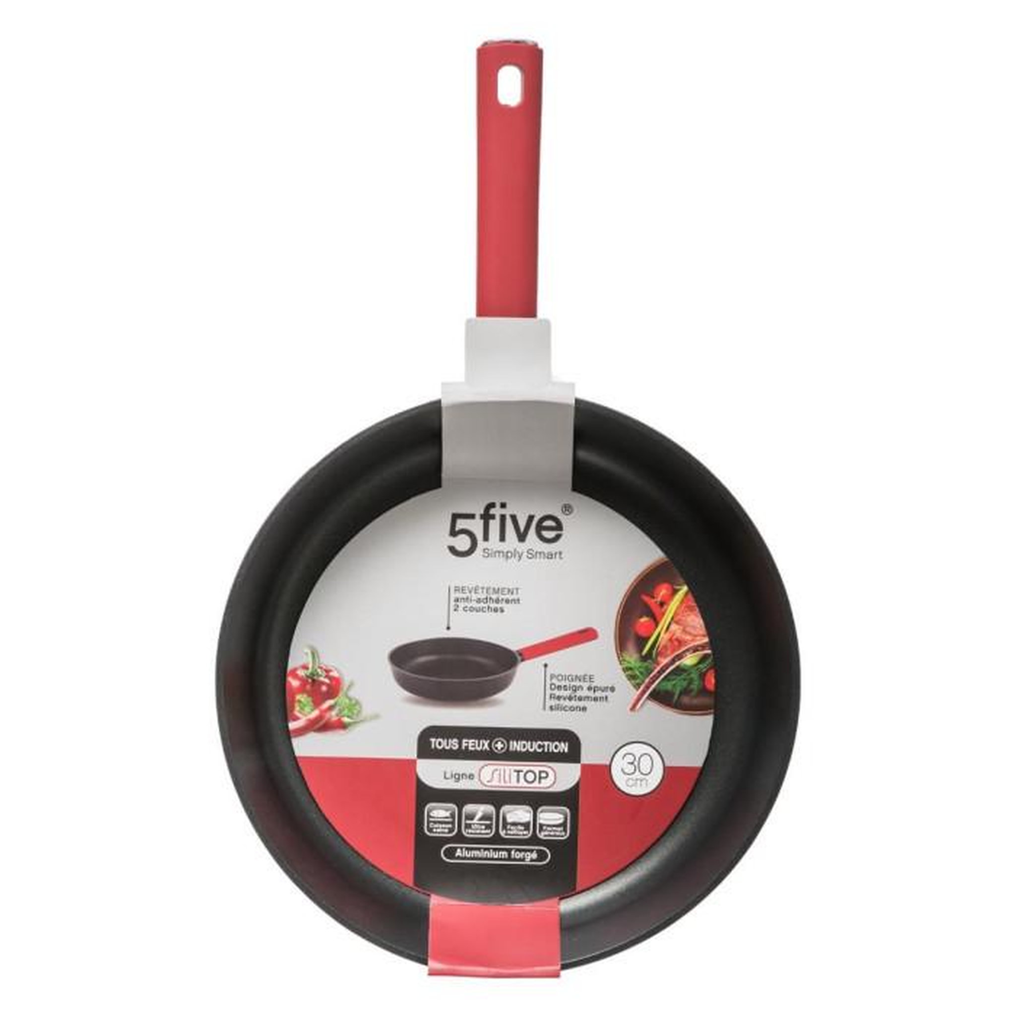 Voir la diapositive 4 : FIVE Poêle en Aluminium Forgé  Silitop  48cm Noir