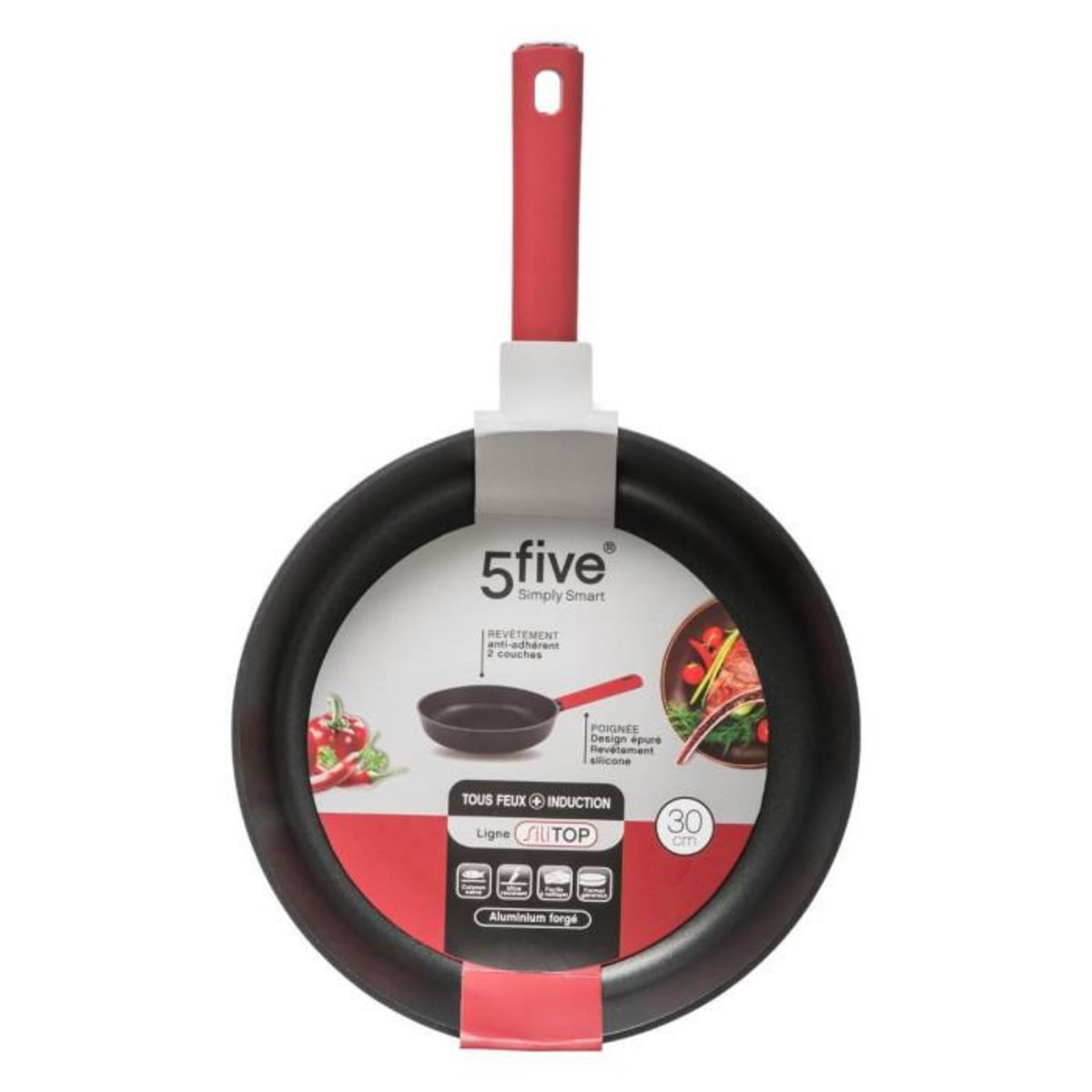 FIVE Poêle en Aluminium Forgé  Silitop  48cm Noir