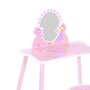 HOMCOM Coiffeuse enfant - tabouret inclus - table de maquillage dim. 59L x 39l x 77H cm - motifs fées, papillons, fleurs - bois de pin, MDF - rose blanc