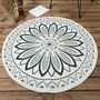 Voir la diapositive 2 : TOILINUX Tapis rond imprimé mandala - Diamètre 90 cm - vert