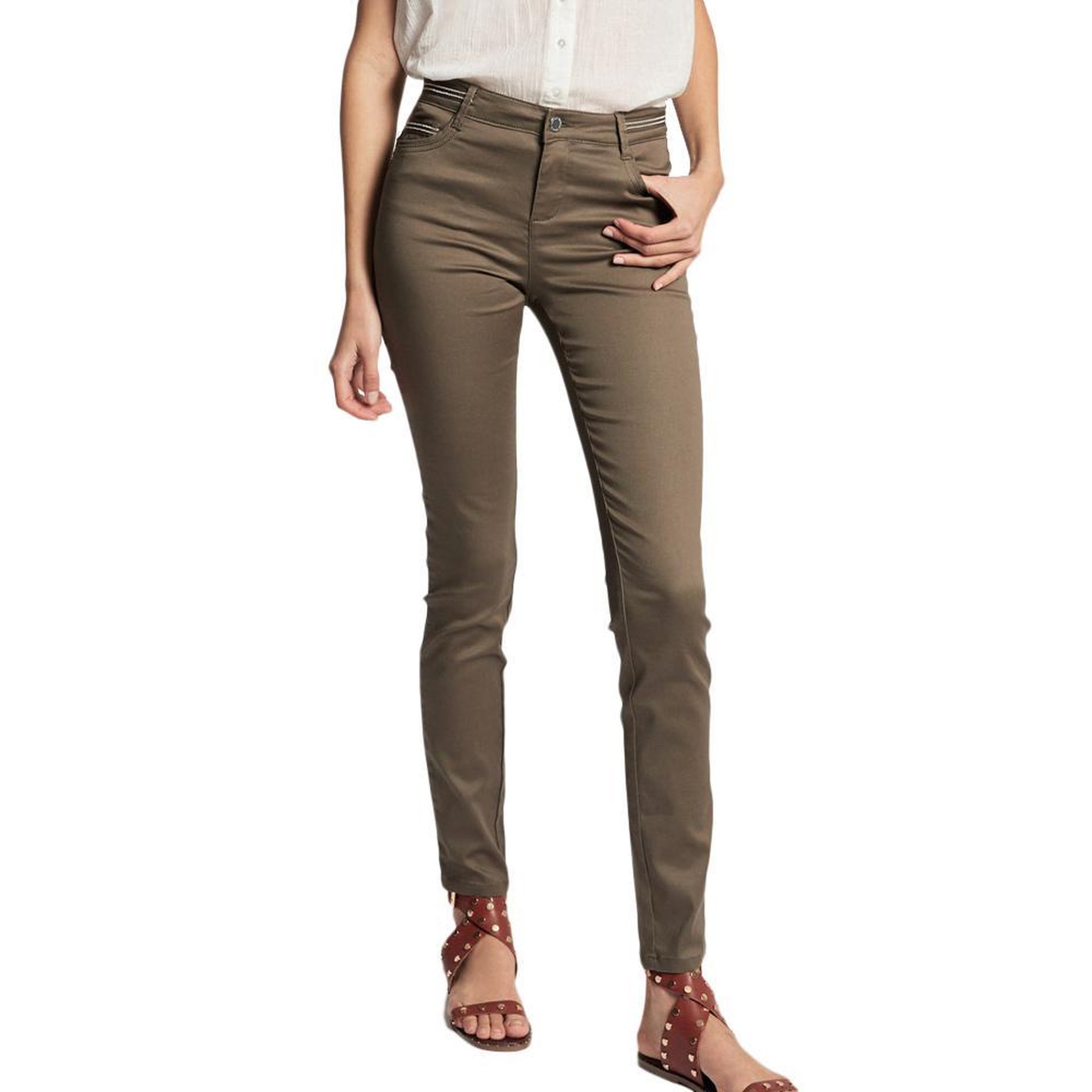 MORGAN Pantalon  enduit Femme Morgan Palona. Coloris disponibles : Vert
