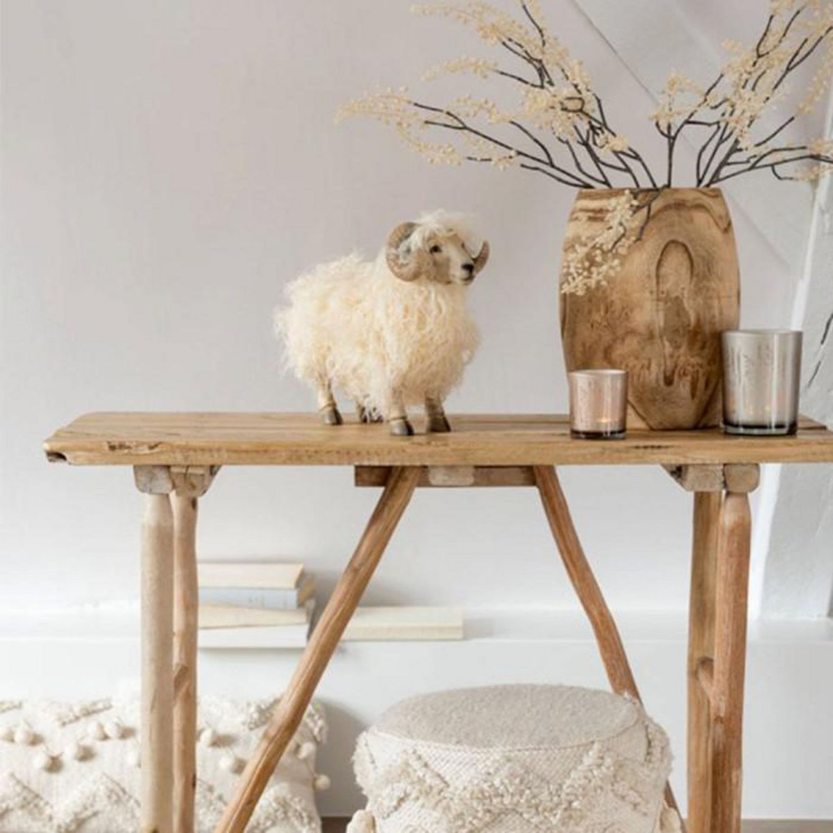 Paris Prix Statuette Déco en Résine  Chèvre  27cm Beige