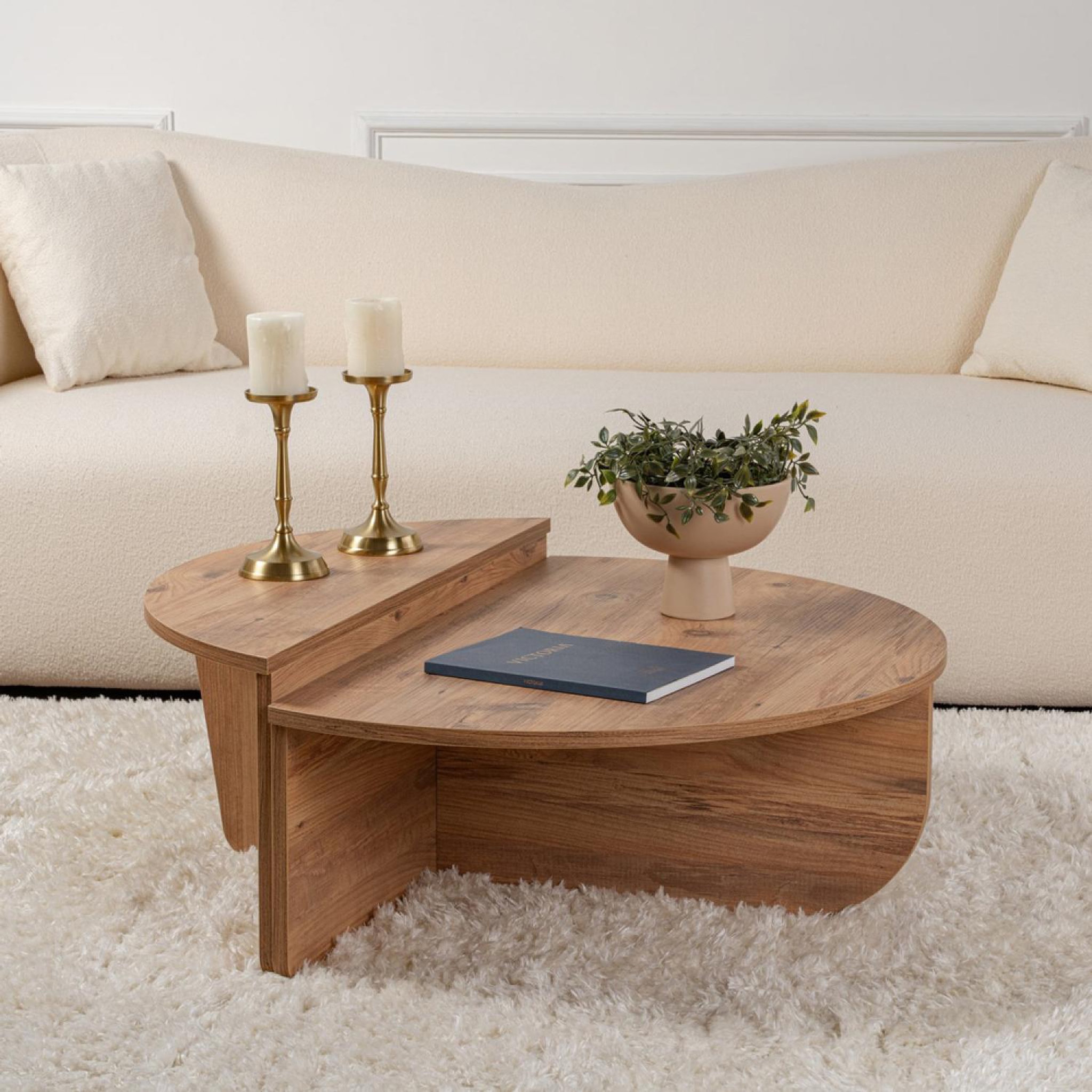 Voir la diapositive 2 : CONCEPT USINE Table basse ronde podium pin atlantique 90cm poul
