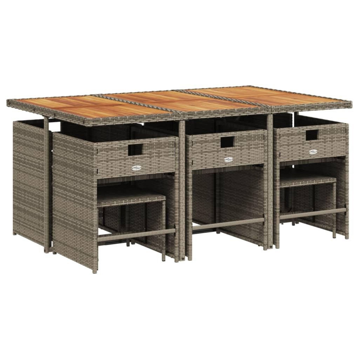 VIDAXL Ensemble a manger de jardin 11pcs avec coussins gris poly rotin