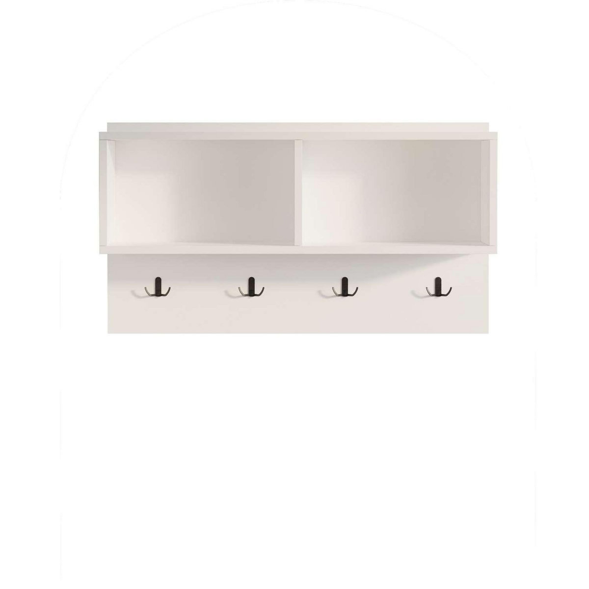 TOILINUX Etagère murale 2 niches et patères en bois