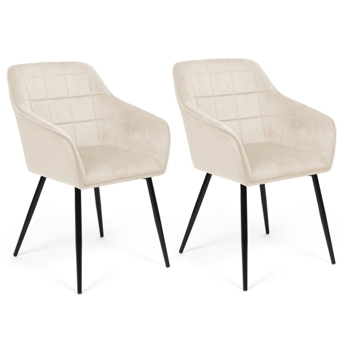 ID MARKET Lot de 2 chaises de salle à manger, fauteuils de table MADY en velours beige