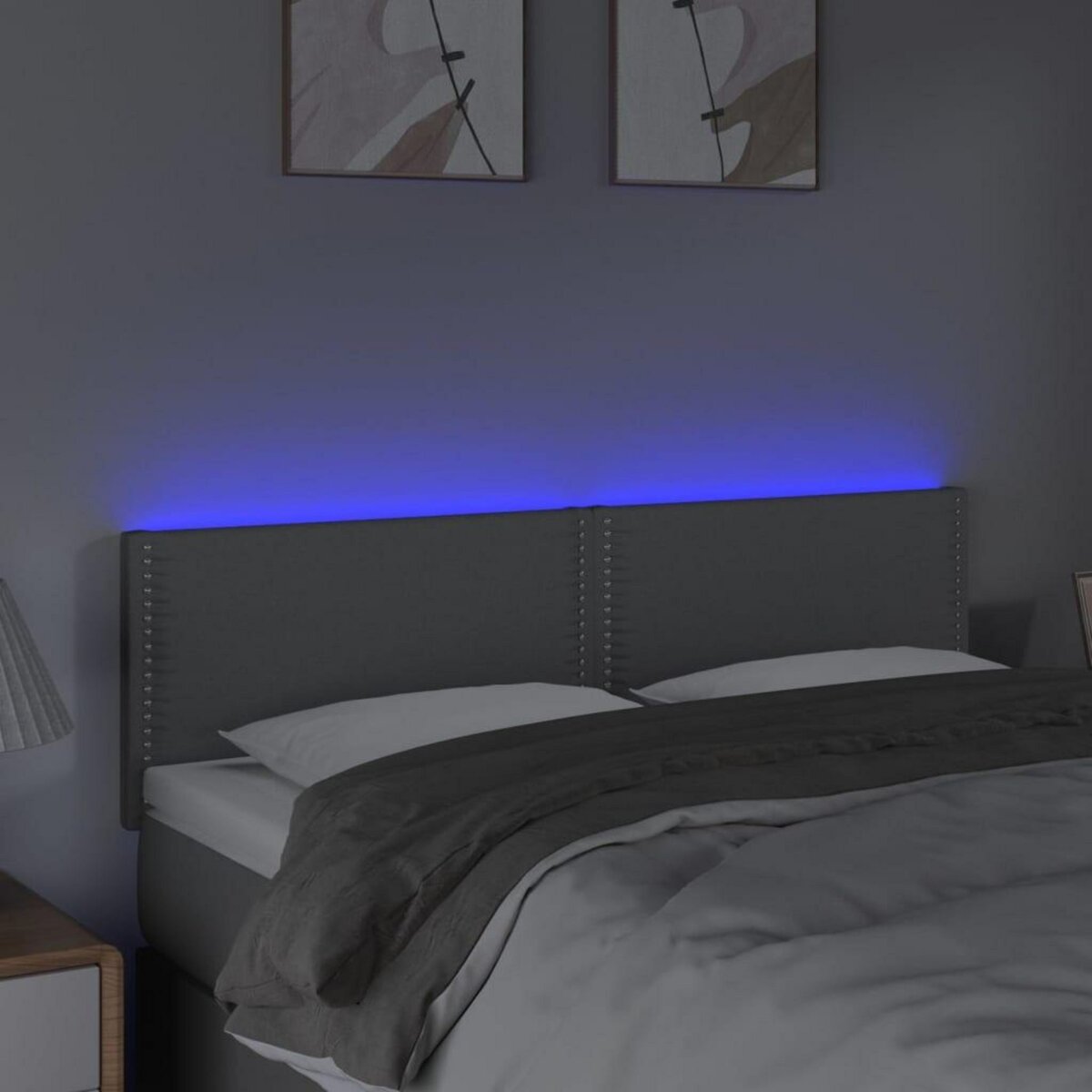 VIDAXL Tete de lit a LED Gris clair 144x5x78/88 cm Tissu