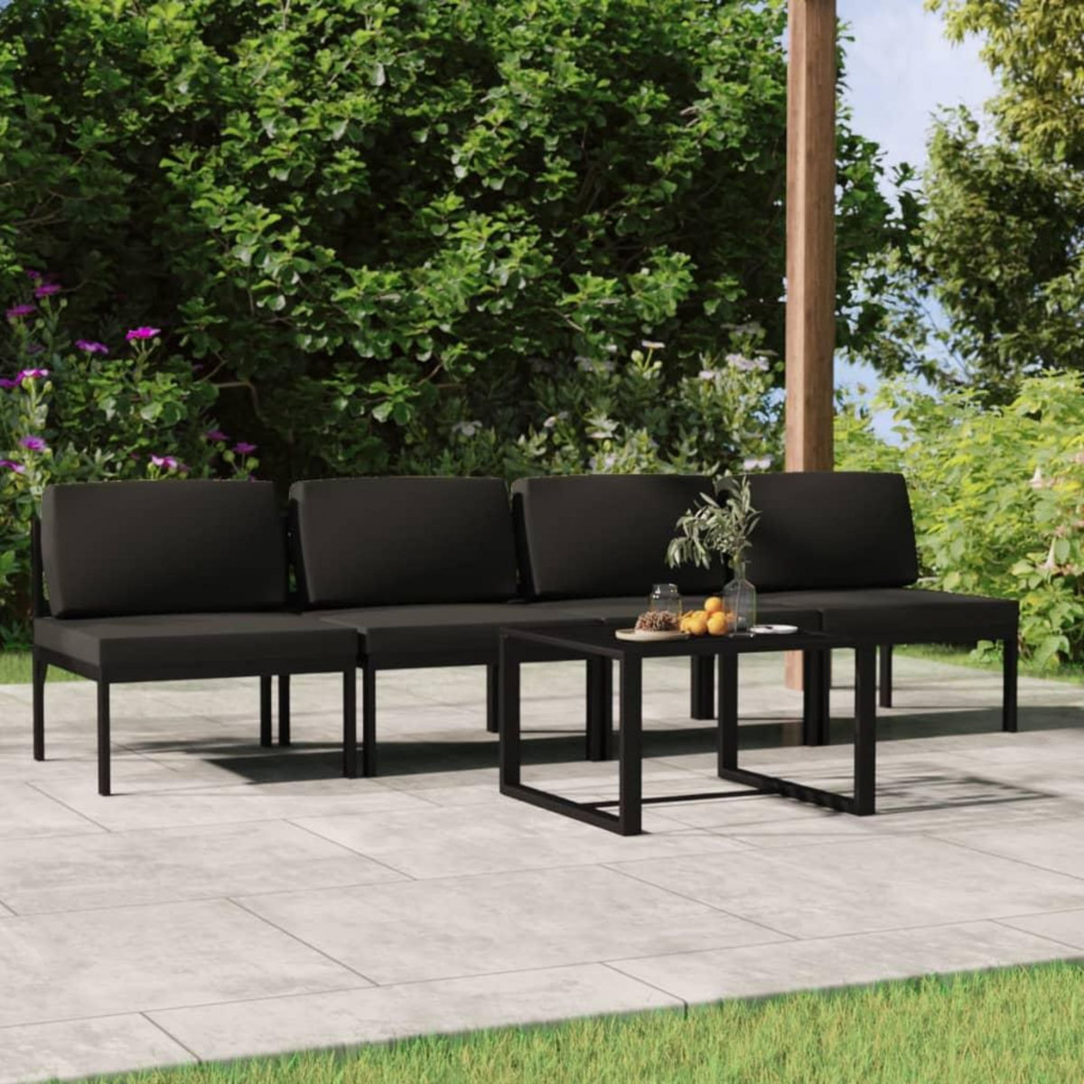 VIDAXL Salon de jardin 5 pcs avec coussins Aluminium Anthracite