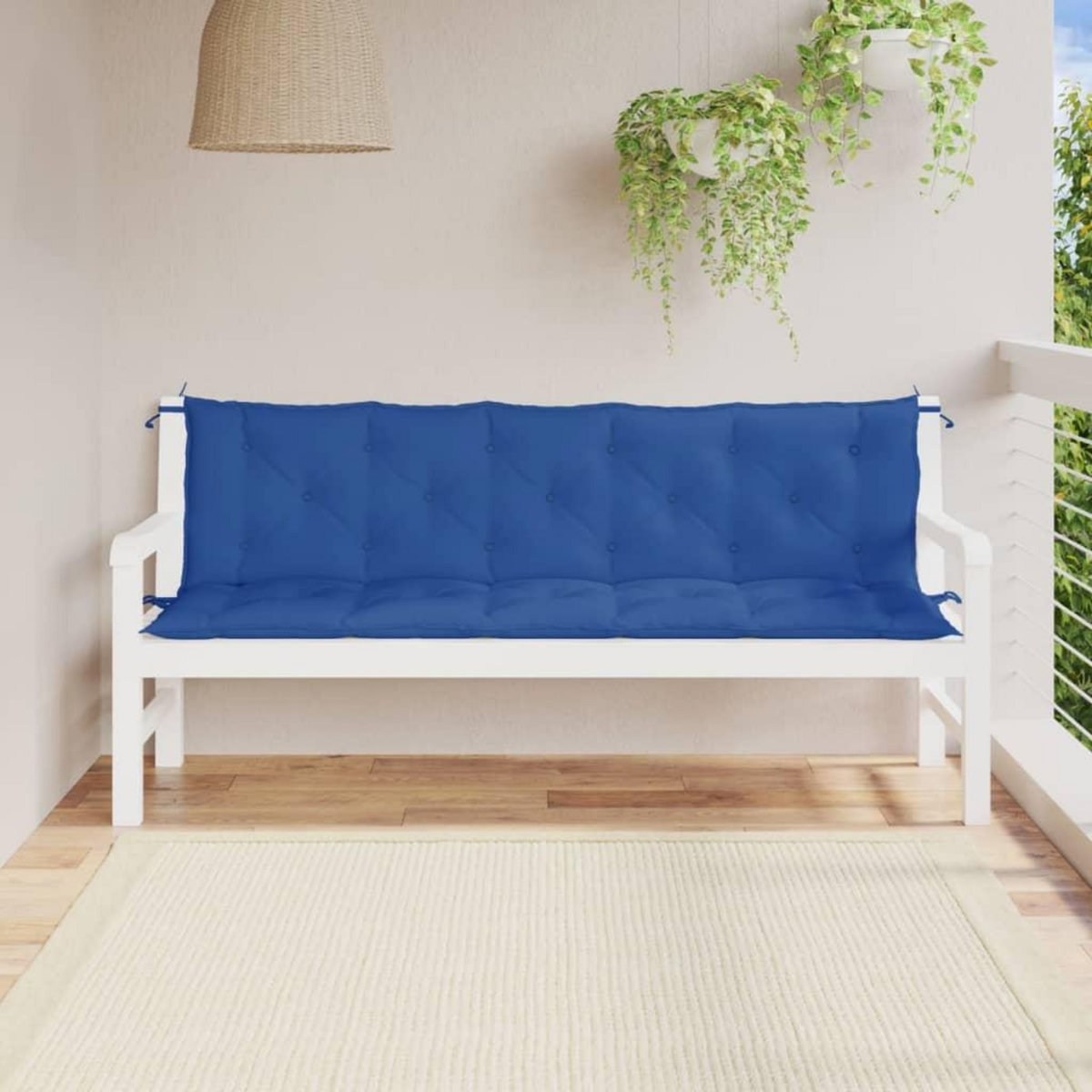VIDAXL Coussins de banc jardin lot de 2 bleu 180x50x7 cm tissu Oxford