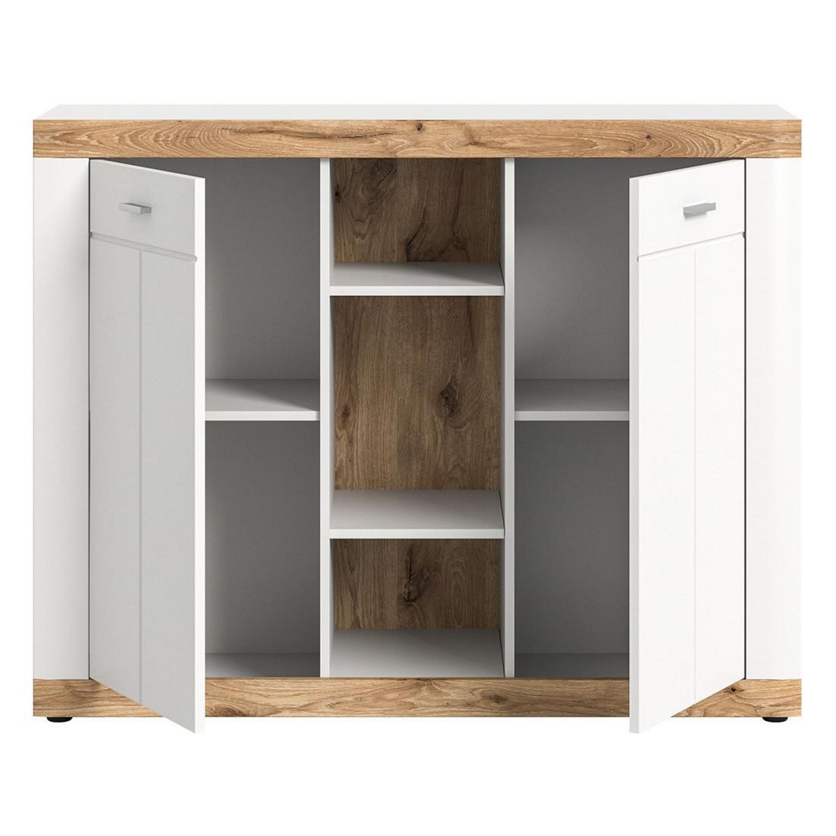 BEST MOBILIER Coventry - buffet haut - blanc et effet bois - 104x131 cm