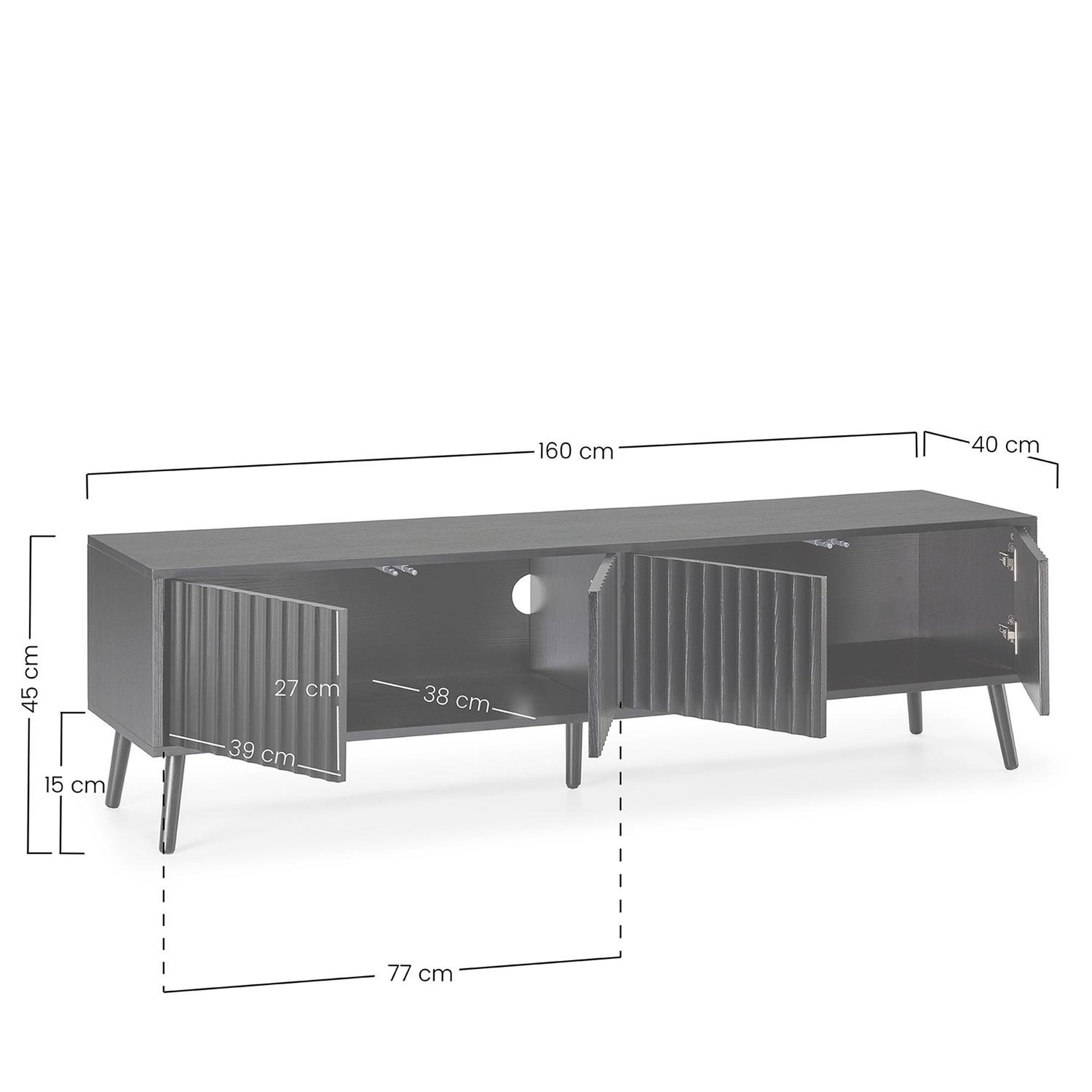 Voir la diapositive 6 : VS VENTA-STOCK Meuble TV Lluvia 4 portes couleur noir