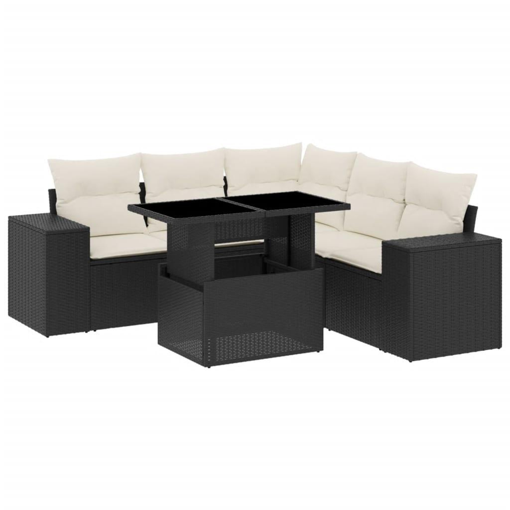 Voir la diapositive 2 : VIDAXL Salon de jardin 6 pcs avec coussins noir resine tressee