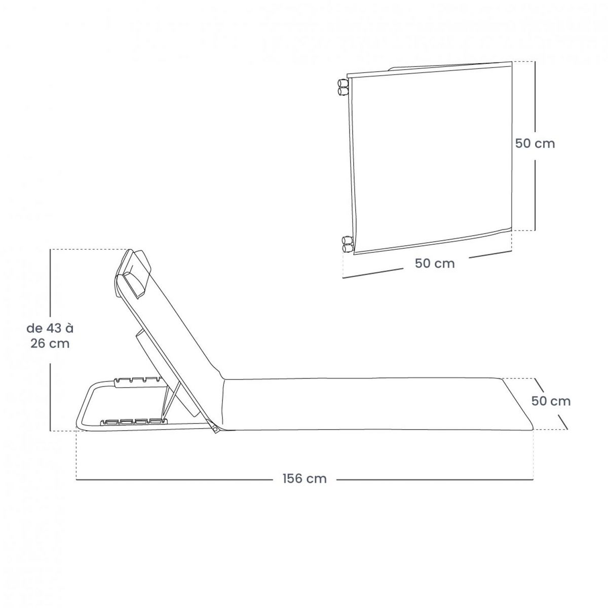 LINXOR Matelas, transat, tapis de plage avec dossier inclinable et sac de transport