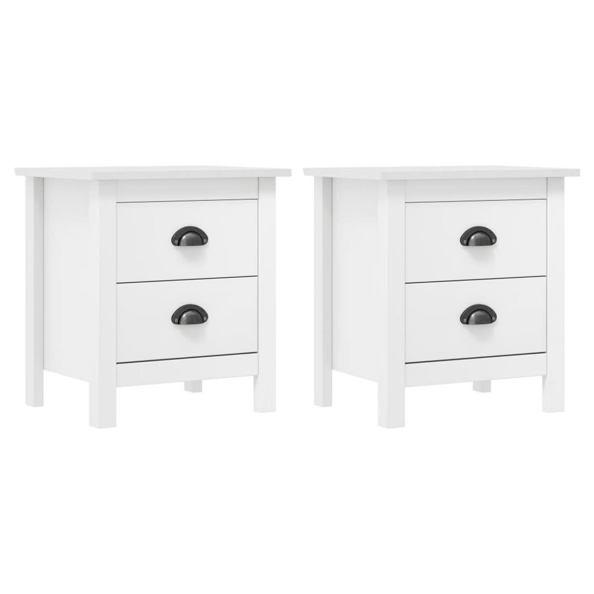 VIDAXL Tables de chevet Hill 2 pcs Blanc 46x35x49,5 cm Bois pin solide
