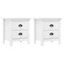 Voir la diapositive 1 : VIDAXL Tables de chevet Hill 2 pcs Blanc 46x35x49,5 cm Bois pin solide
