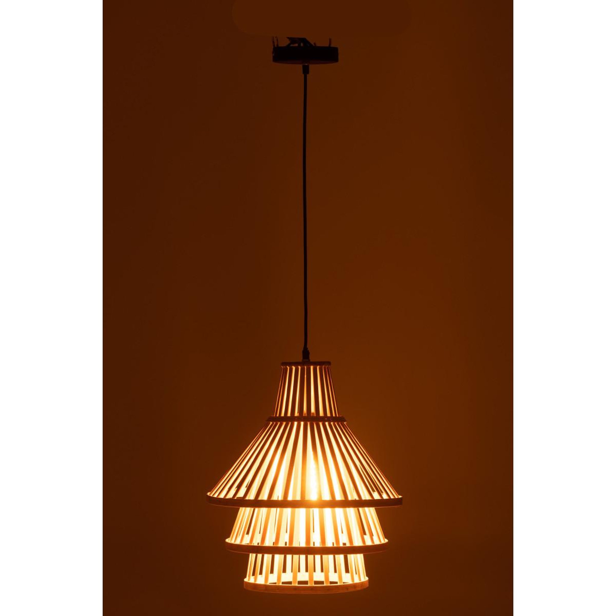 Voir la diapositive 3 : J-LINE Lampe Suspension en Bambou  Midano  32cm Naturel