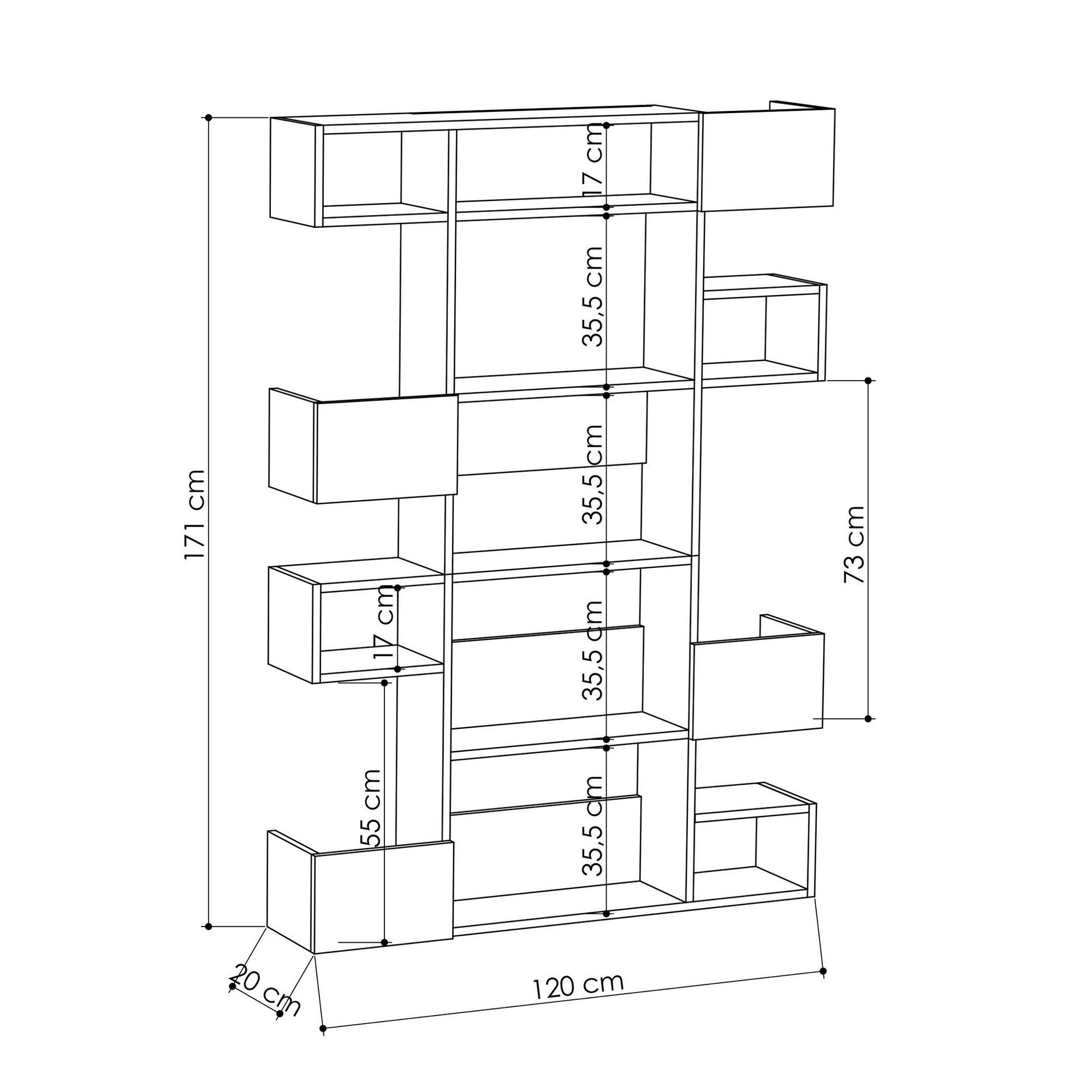 Voir la diapositive 4 : Habitat et Jardin Bibliothèque en bois  niho  120 x 27 x 171 cm - blanc