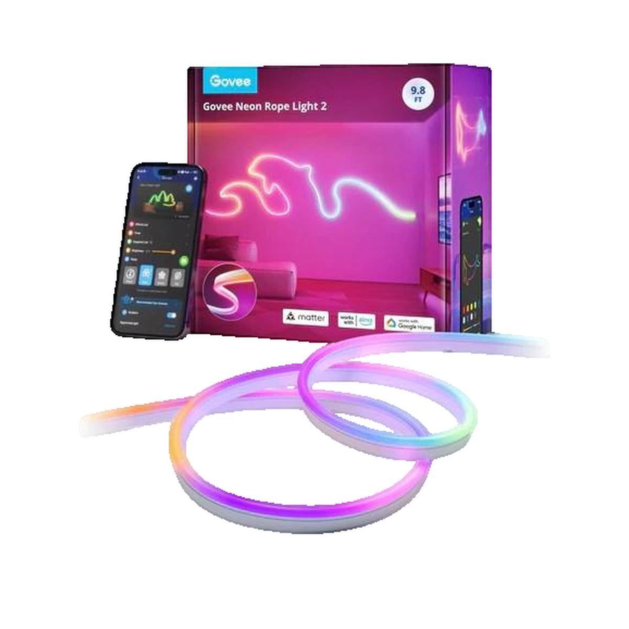 Voir la diapositive 3 : GOVEE Bande lumineuse LED Govee Neon Rope Light 2 Rose