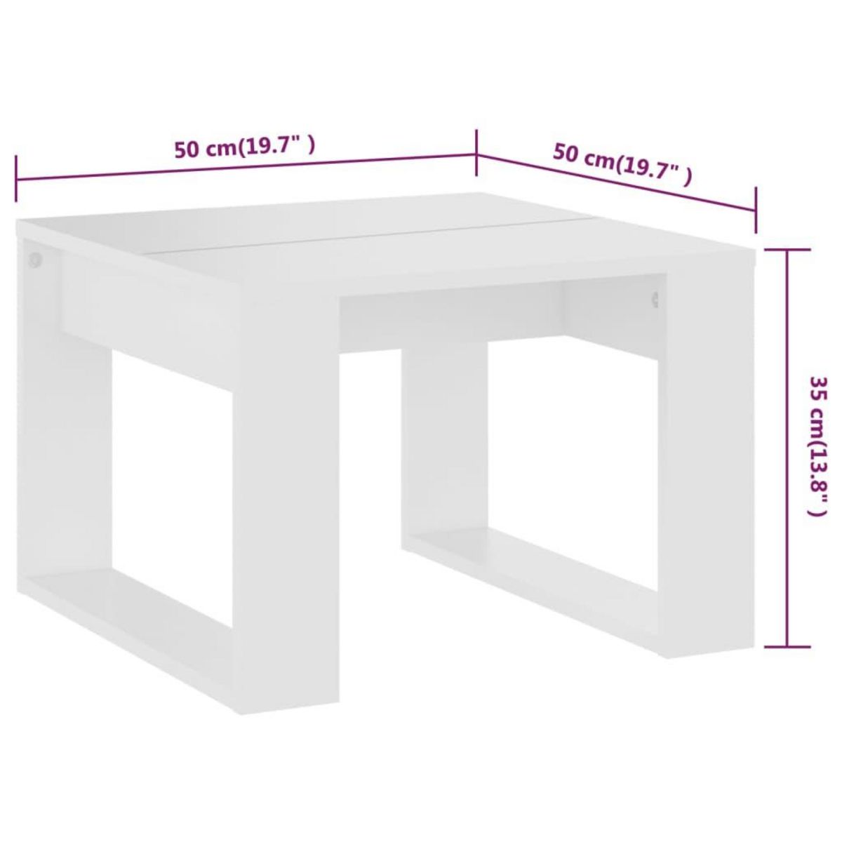 VIDAXL Table d'appoint Blanc 50x50x35 cm Bois d'ingenierie