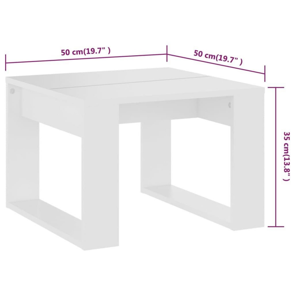 VIDAXL Table d'appoint Blanc 50x50x35 cm Bois d'ingenierie