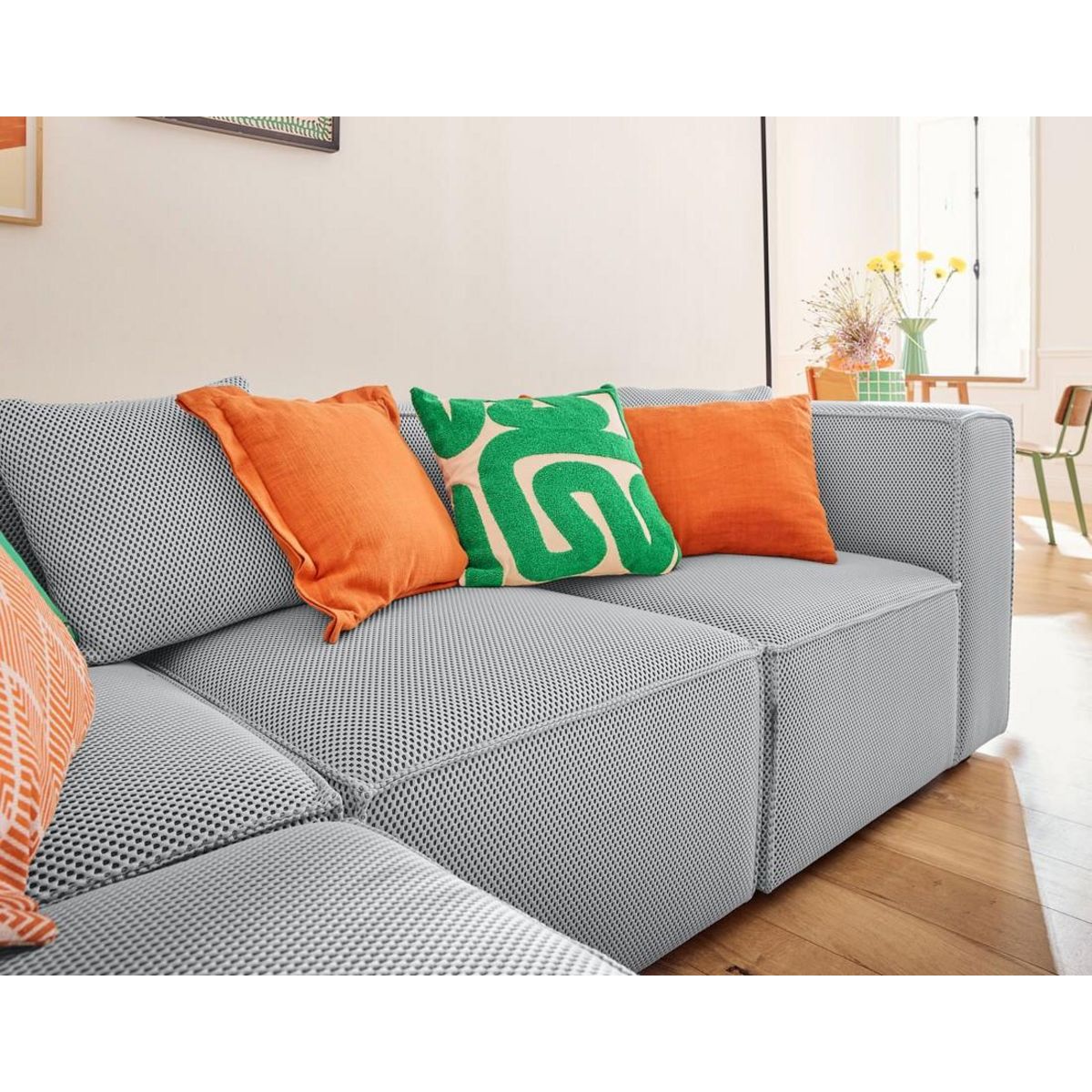 LISA DESIGN Arty - canapé modulable d'angle gauche 5 places - en tissu mailles 3d