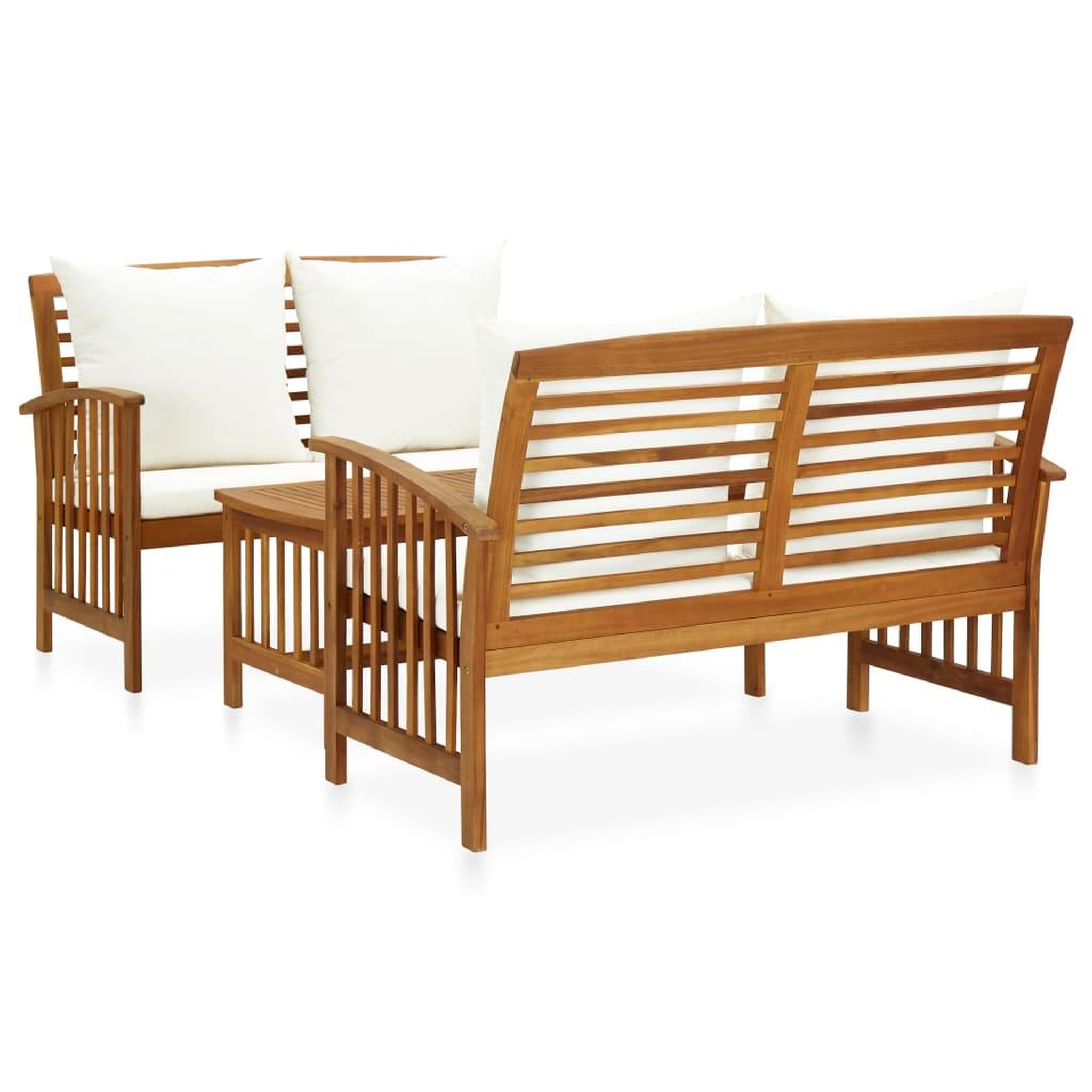 Voir la diapositive 1 : VIDAXL Salon de jardin 3 pcs avec coussins Bois d'acacia massif
