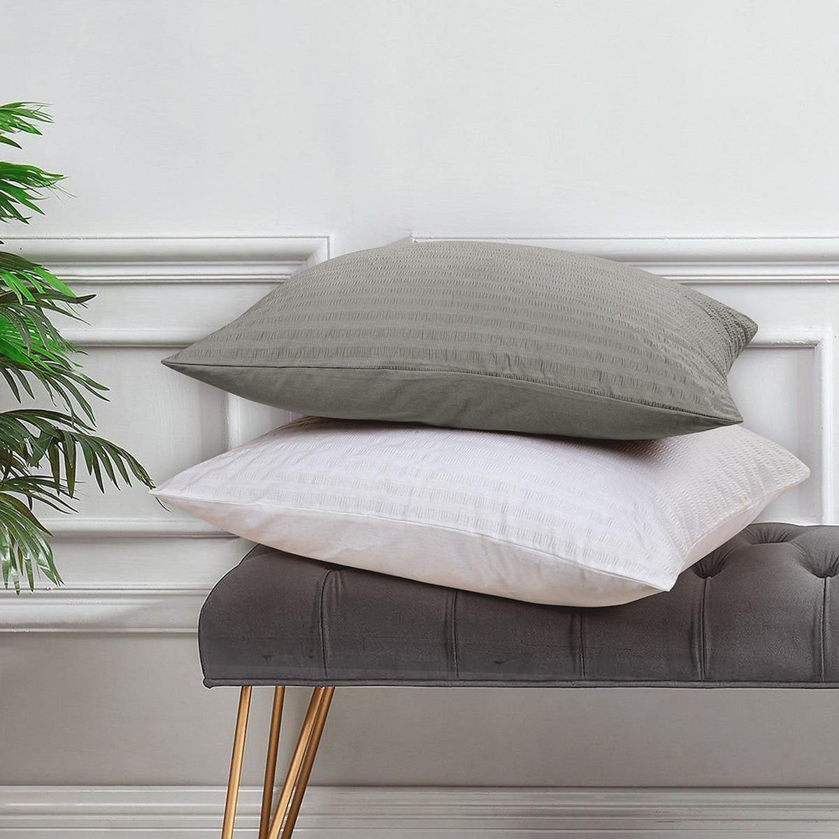 FUTURE HOME Parure de lit double en seersucker