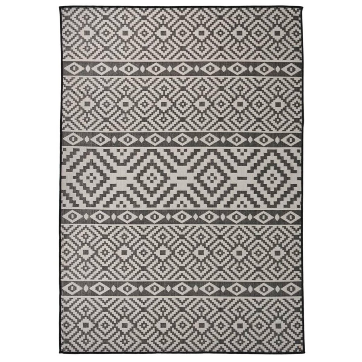 VIDAXL Tapis a tissage plat d'exterieur 140x200 cm Rayures noires