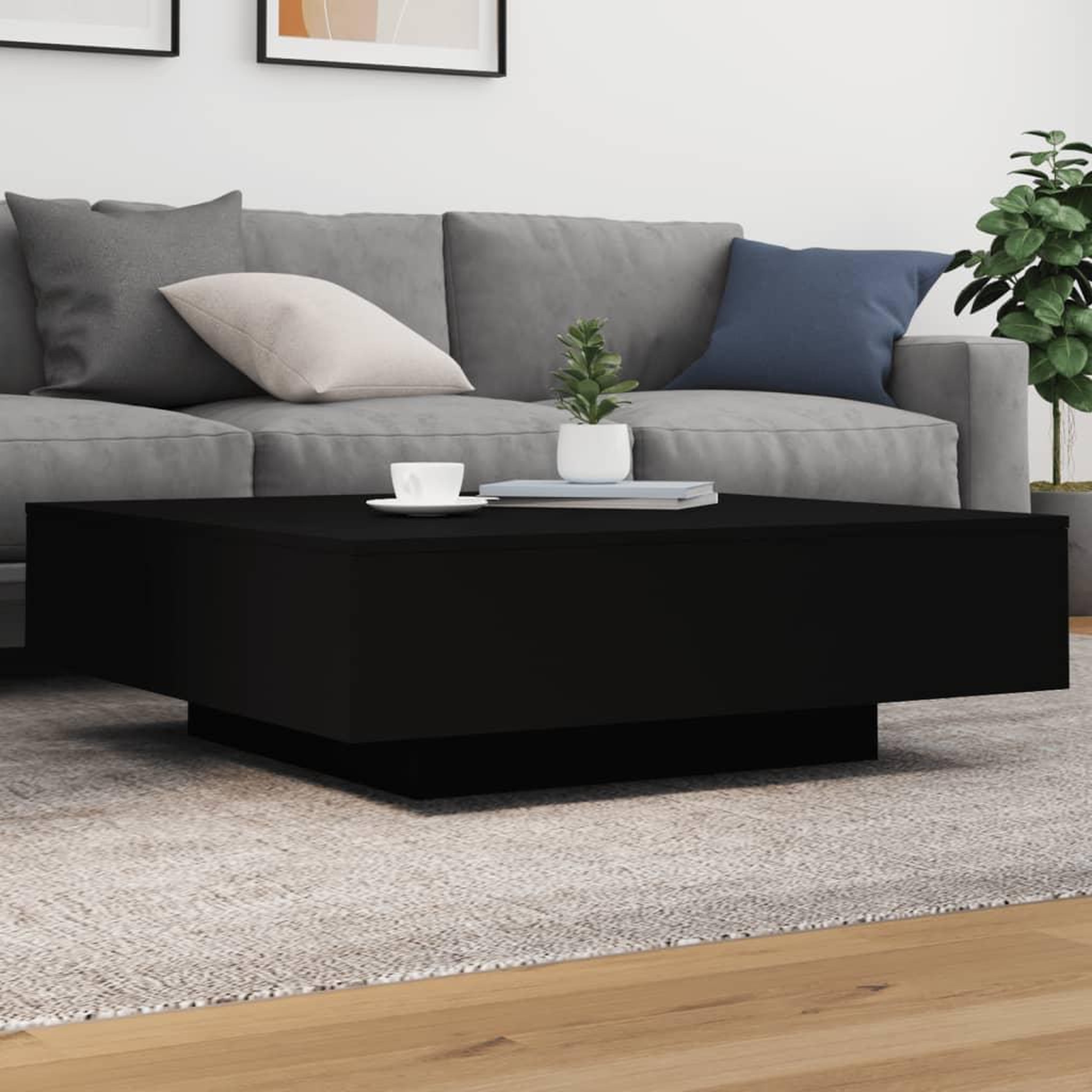 VIDAXL Table basse avec lumieres LED noir 100x100x31 cm