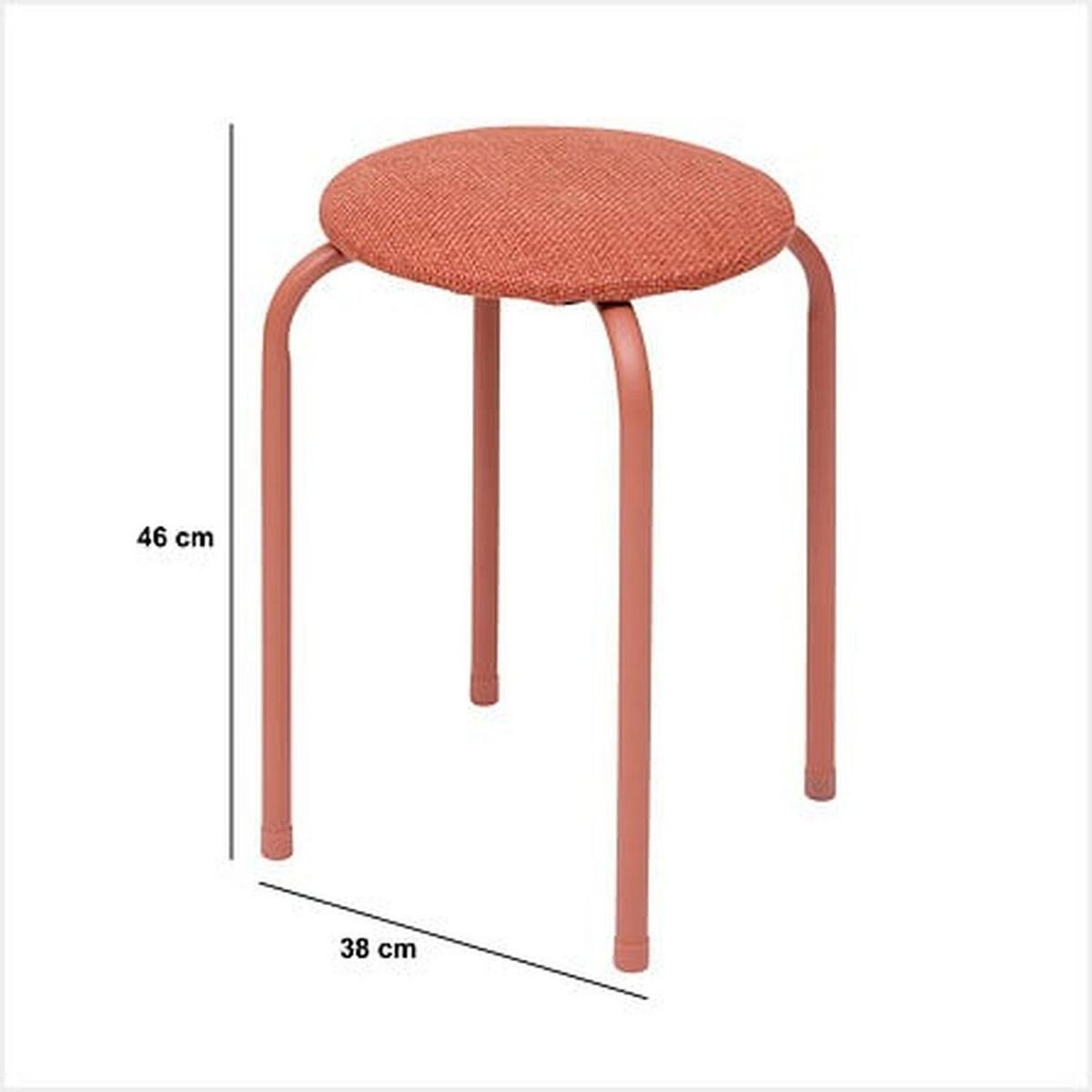 FIVE Lot de 2 tabourets d'appoint en métal et tissu chiné FLEXY