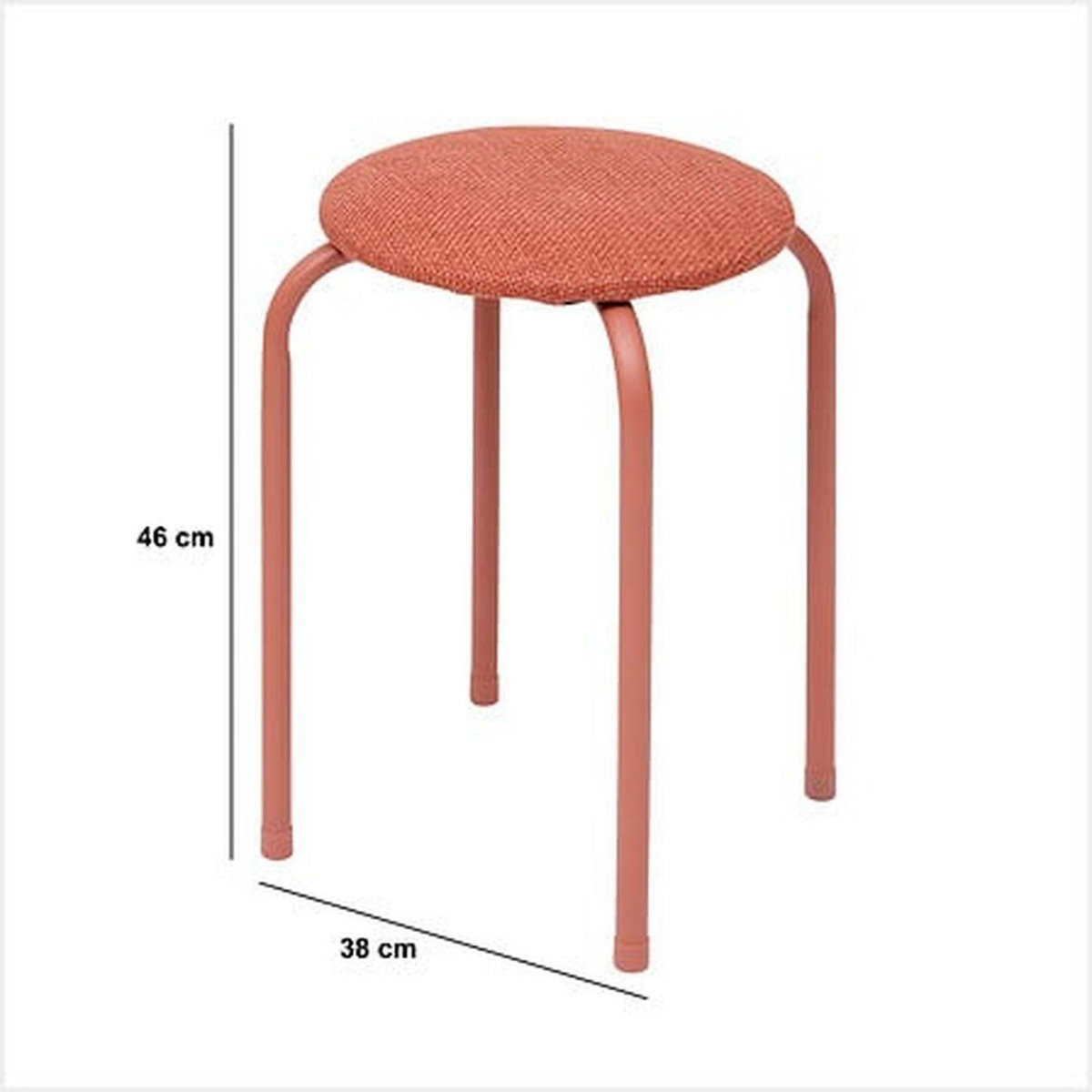 FIVE Lot de 2 tabourets d'appoint en métal et tissu chiné FLEXY