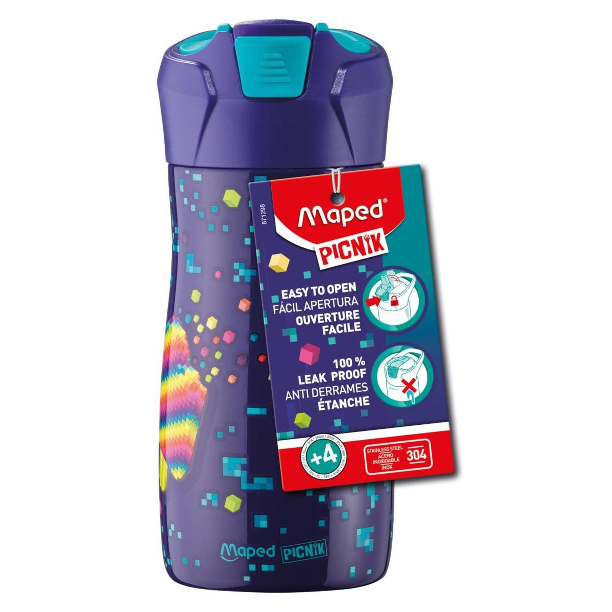 MAPED gourde inox 430ml Pixel Party
