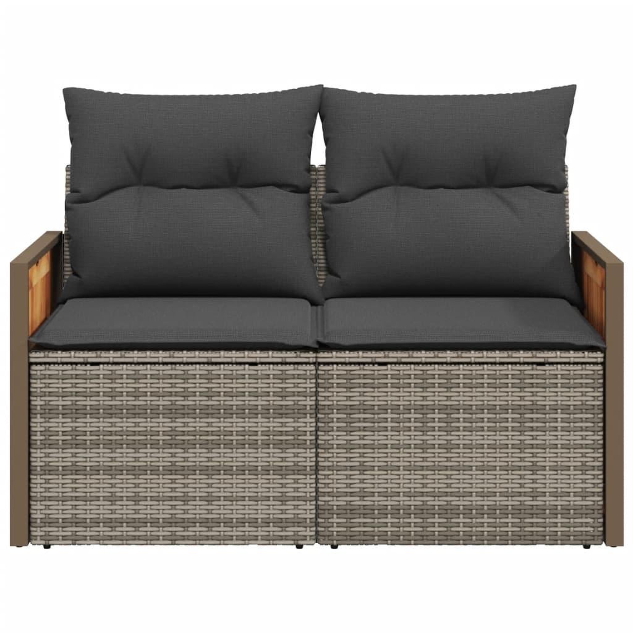 Voir la diapositive 4 : VIDAXL Canape de jardin 2 places avec coussins gris resine tressee