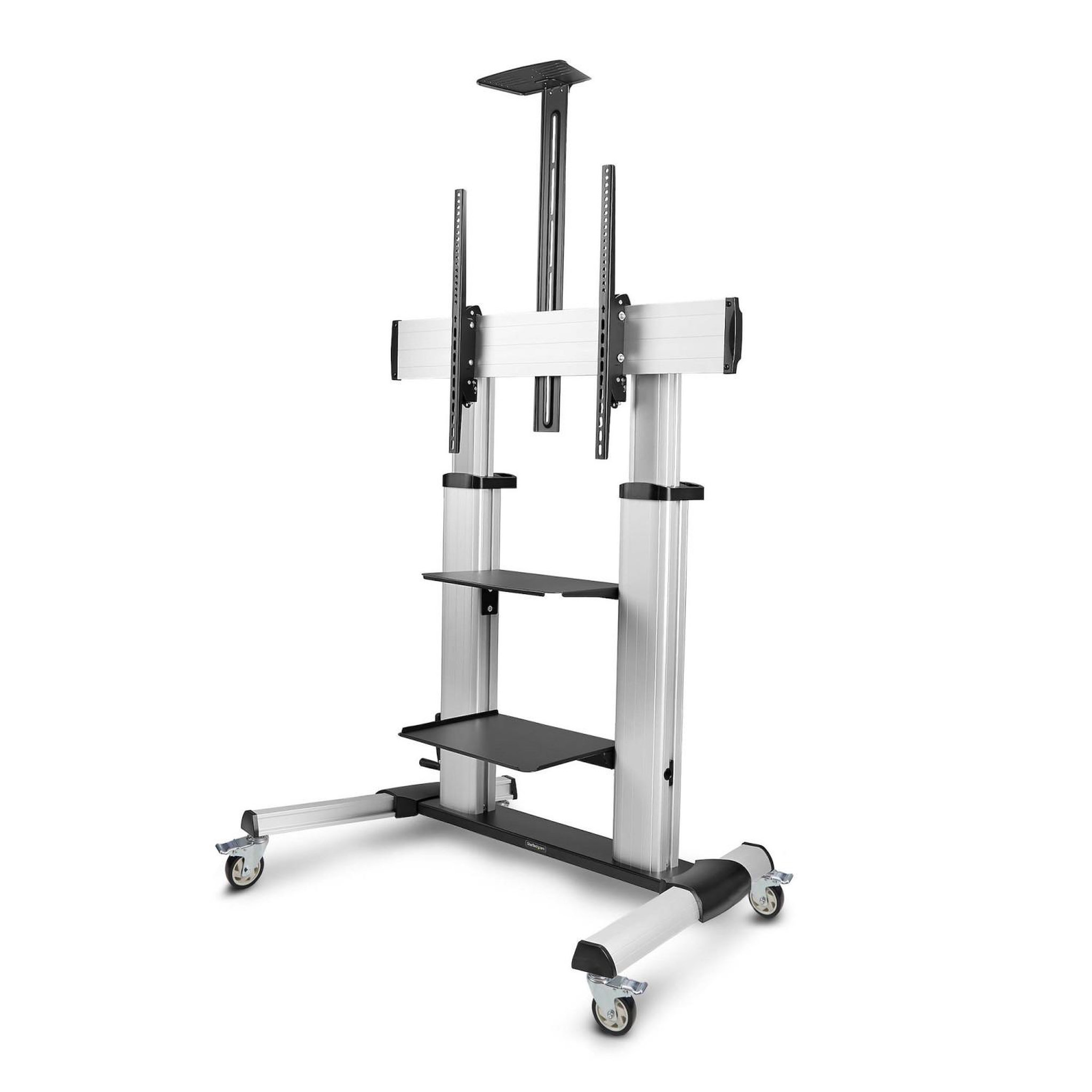 Voir la diapositive 2 : Startech Startech.com support tv à roulettes pour écrans plats de 60 à 100 pouces jusqu'à 100 kg, réglage en hauteur par manivelle, support/chariot télé mobile