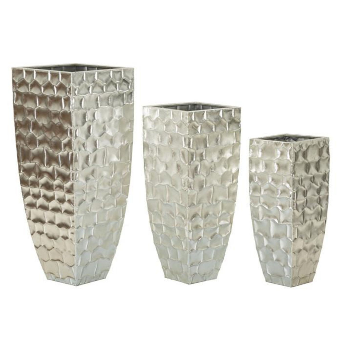 Paris Prix Lot de 3 Vases en Métal  Argy  90cm Argent