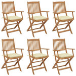 VIDAXL Chaises pliables de jardin lot de 6 avec coussins Bois d'acacia