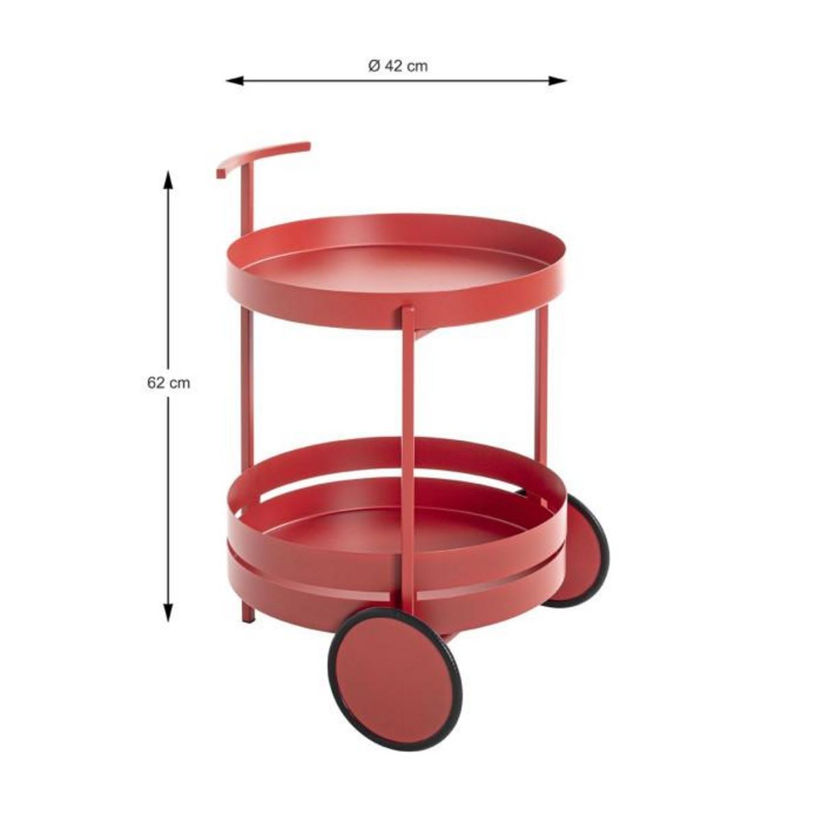 Paris Prix Desserte de Cuisine Ronde  Postres  62cm Rouge Corail