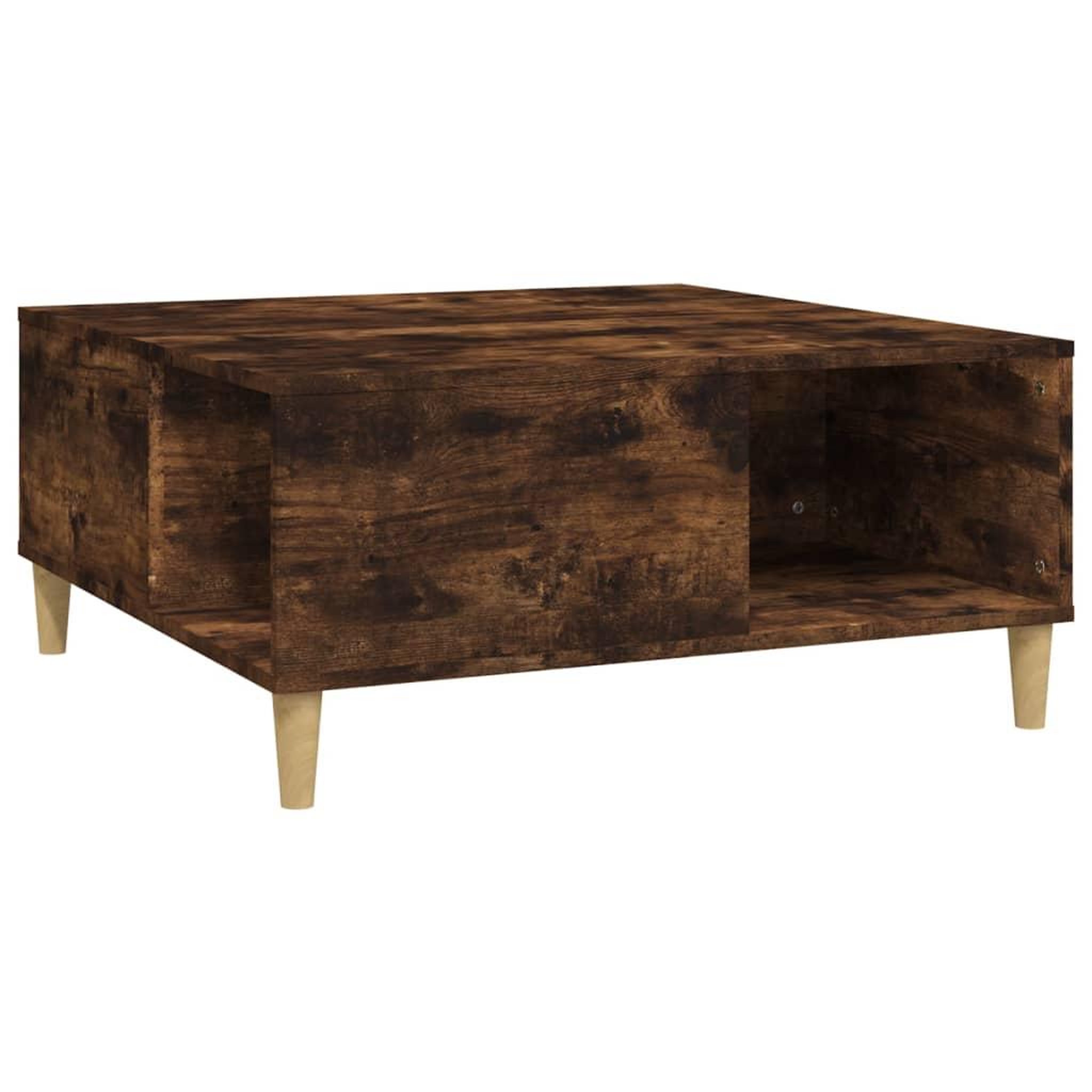 Voir la diapositive 2 : VIDAXL Table basse chene fume 80x80x36,5 cm bois d'ingenierie