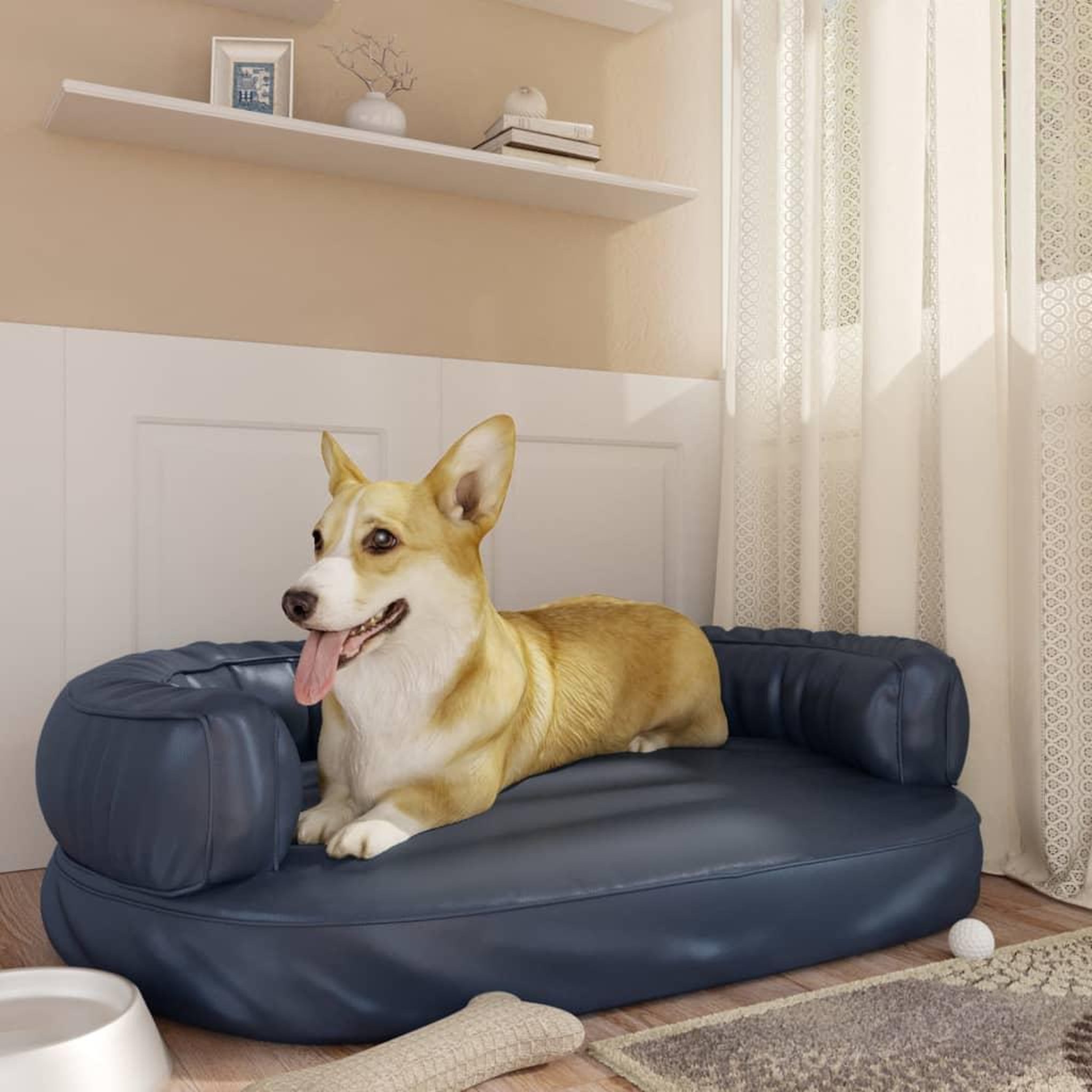 Voir la diapositive 1 : VIDAXL Lit pour chien ergonomique Mousse Bleu fonce 88x65cm Similicuir