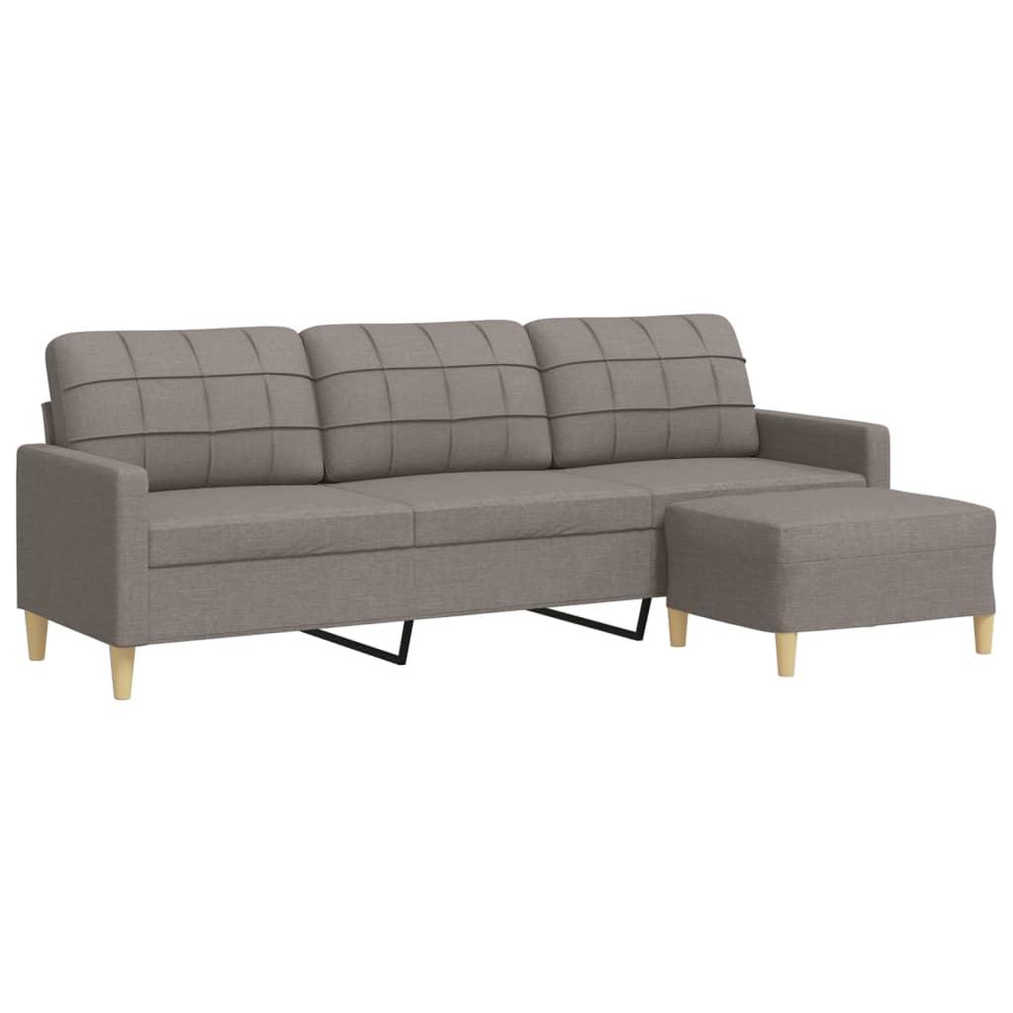 Voir la diapositive 2 : VIDAXL Canape a 3 places avec repose-pieds Taupe 210 cm Tissu