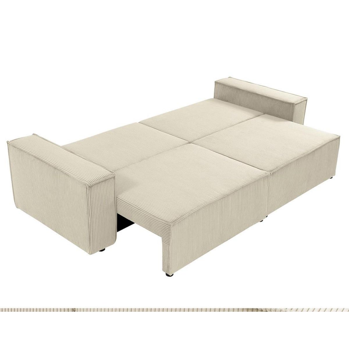 BEST MOBILIER Cezanne - canapé droit 3 places convertible avec coffre en velours côtelé