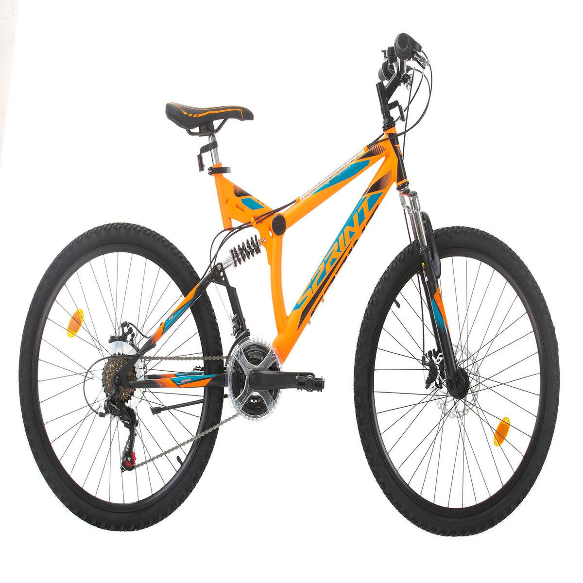 SPRINT Vélo - VTT 26'' Tout Suspendu - 18 Vitesses - Double Freins à Disques - Transmission Shimano - Jantes Aluminium